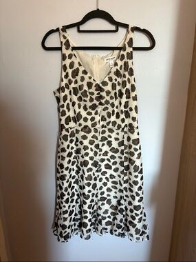 3 for $12 Kate Young Cream Leopard Print Sleeveless A-Line Flowy Dress - Size 10